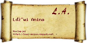 Löwi Anina névjegykártya